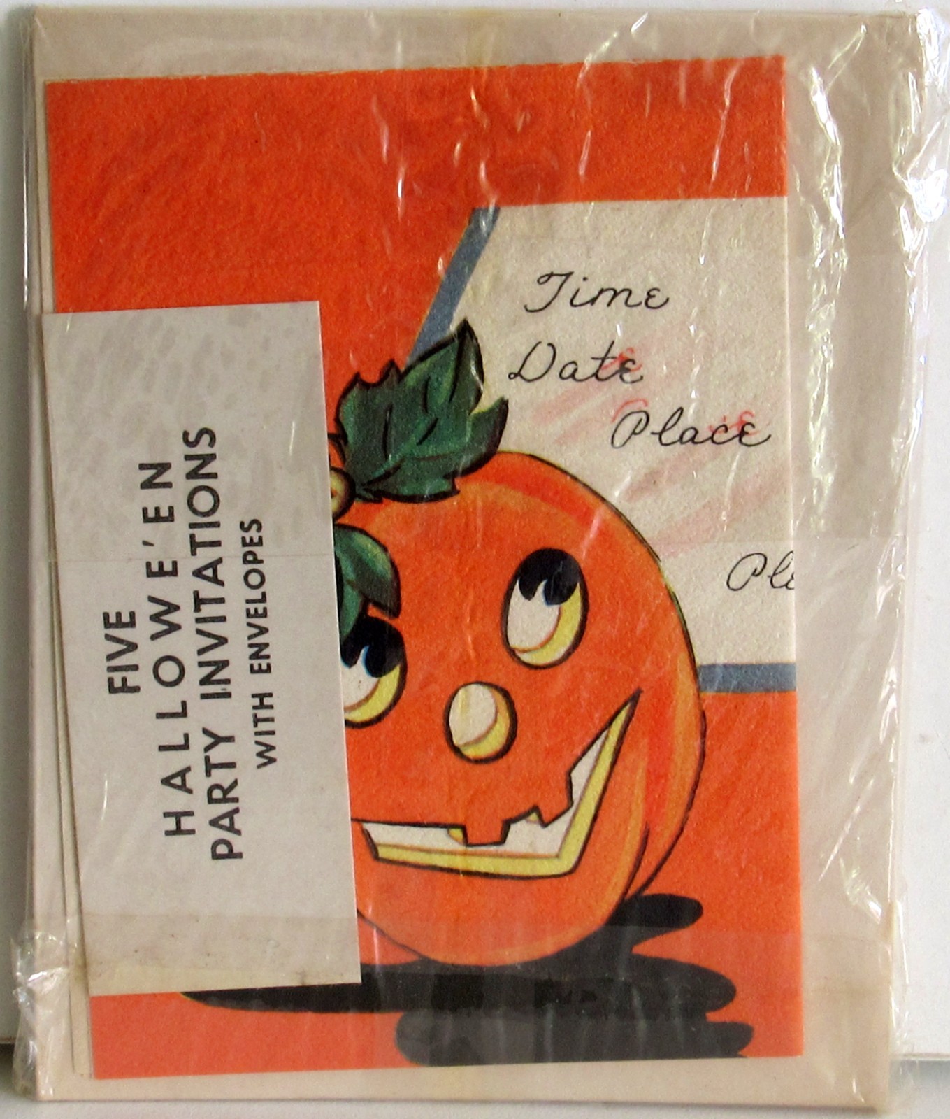 5 Vintage Hallowe\'en Party Invitations with Envelopes, Sealed - 5 Vintage Hallowe\'en Party Invitations with Envelopes, Sealed -