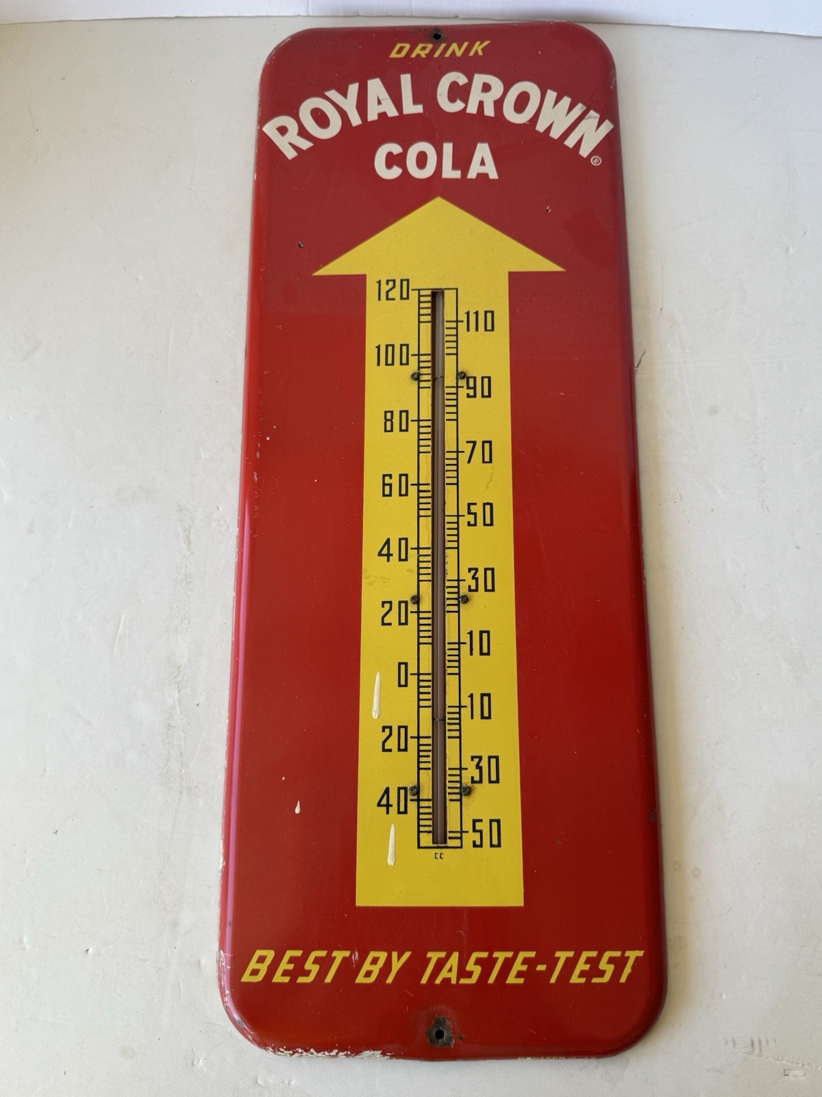 vintage Royal Crown (RC) Cola metal advertising thermometer from The 50’s/60’s