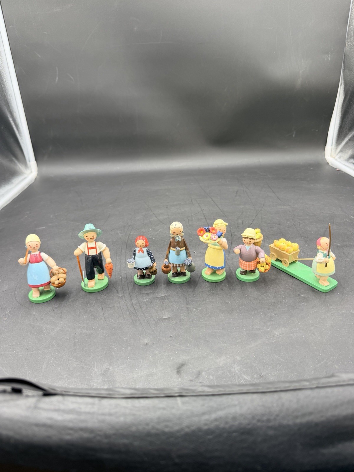 Vtg Erzgebirge Wendt Kuhn Farmer Figure Lot Of 7 RARE