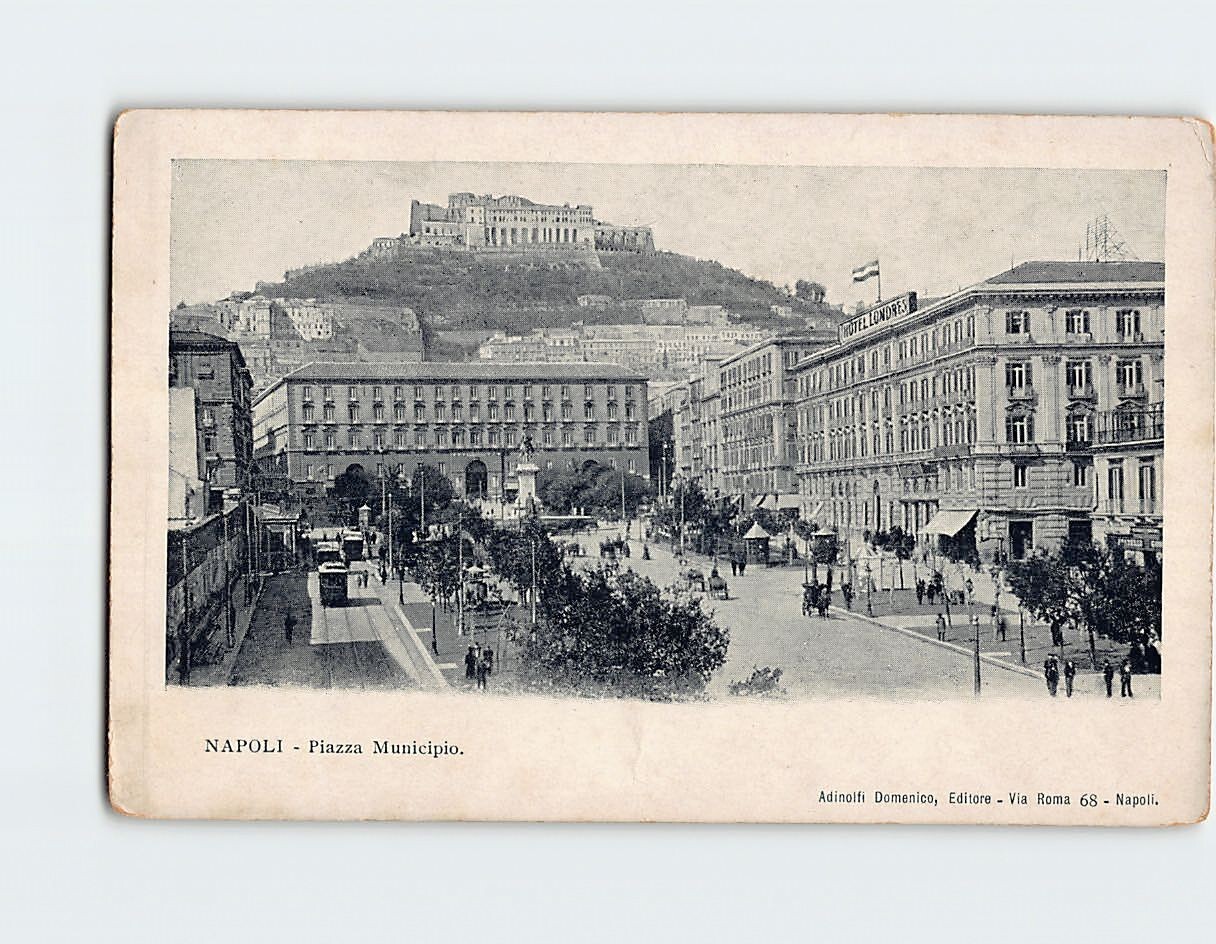 Postcard Piazza Municipio, Naples, Italy