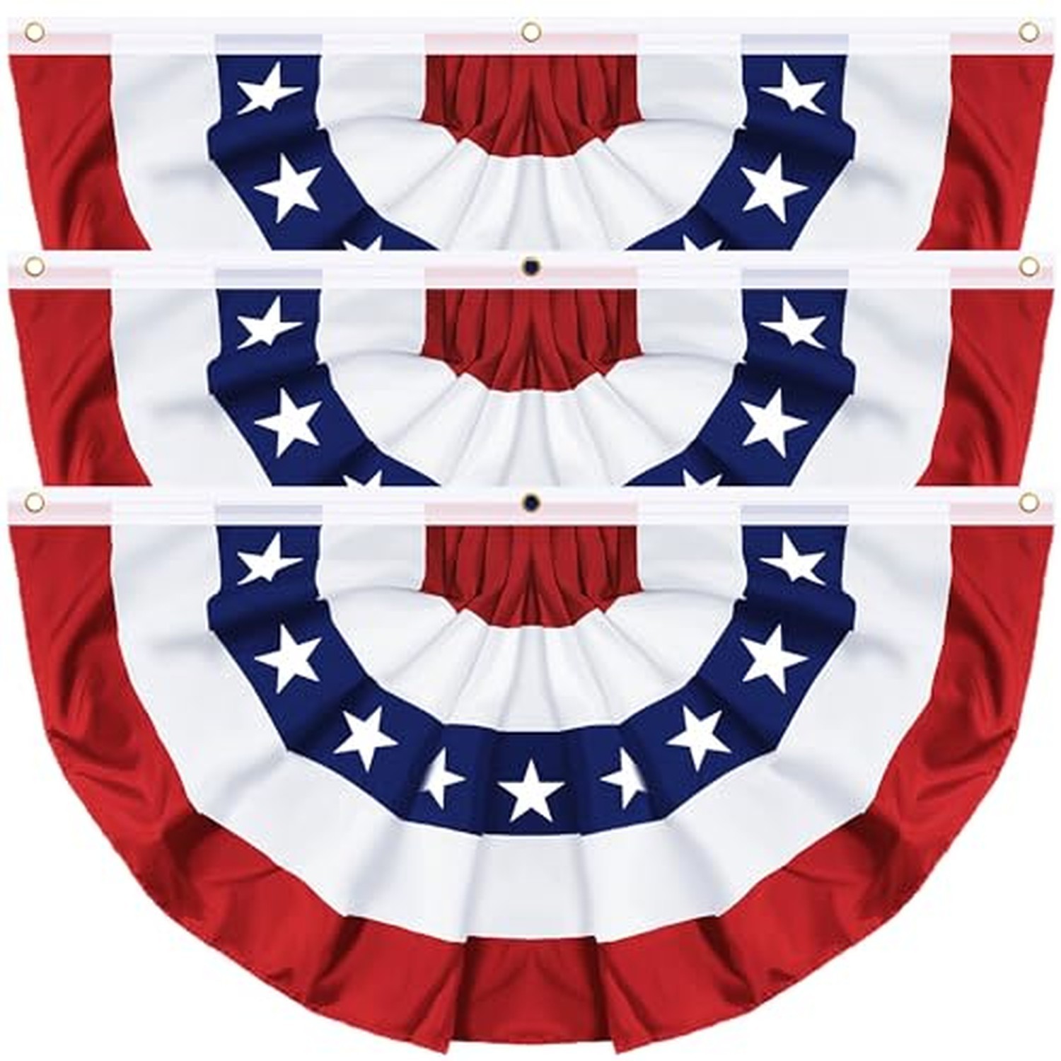 3 Pack 3x6 FT USA Pleated Fan Flag, American Bunting Flag Patriotic Half Fan ...