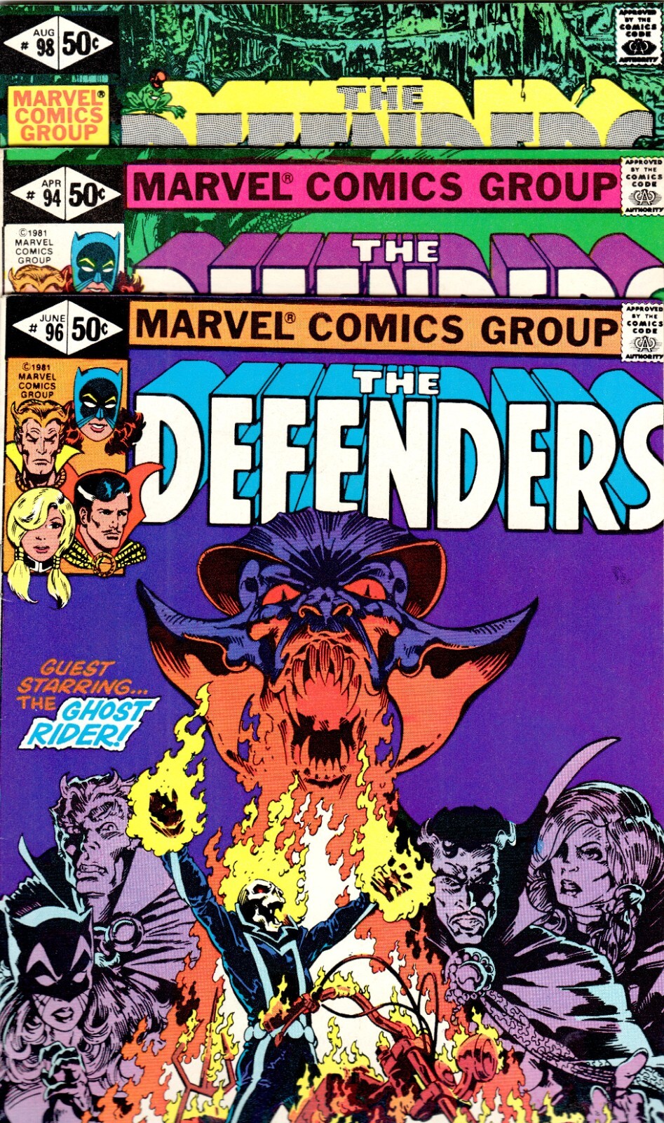 DEFENDERS 94 96 98  1st GARGOYLE  MICHAEL GOLDEN Covers  HELLCAT  F (6.0) Avg