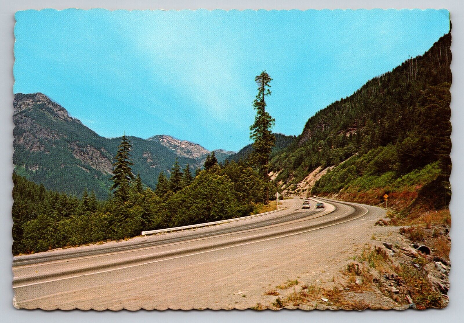 U.S. Highway 10 Near Snoqualmie Pass Washington Vintage Unposted Postcard