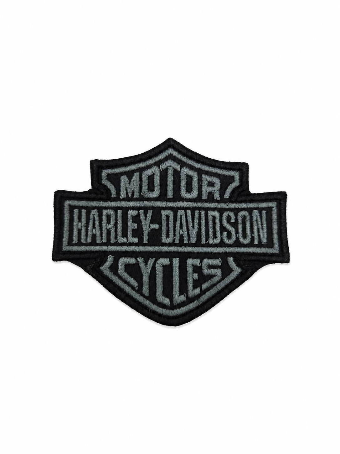 Embroidered Iron On Sew Patch Harley-Davidson Black & Gray 2.5x3 Inches