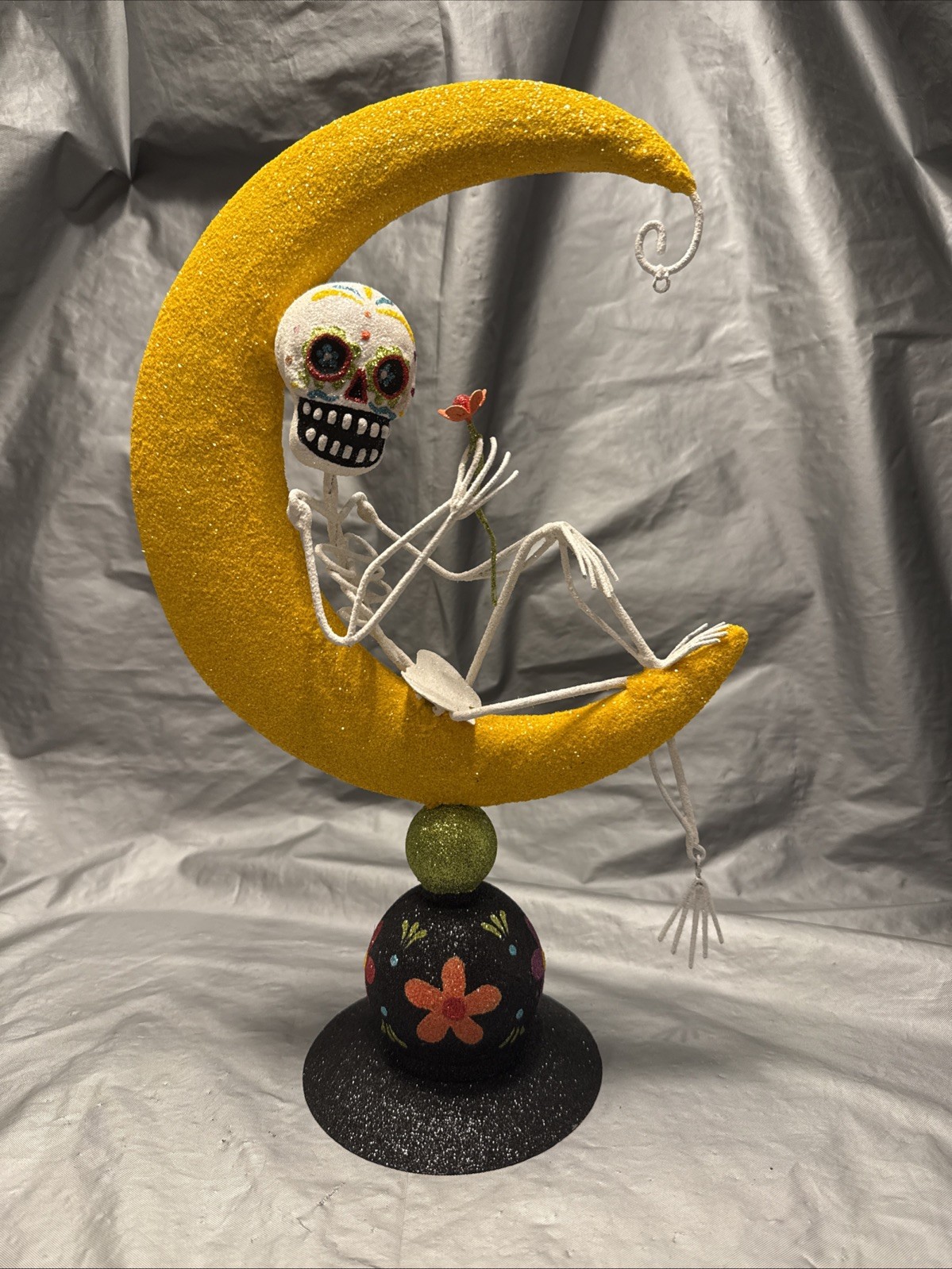 Pier 1 One VTG Day of Dead SKELETON MOON FLOWR Halloween Dia De Los Muertos READ