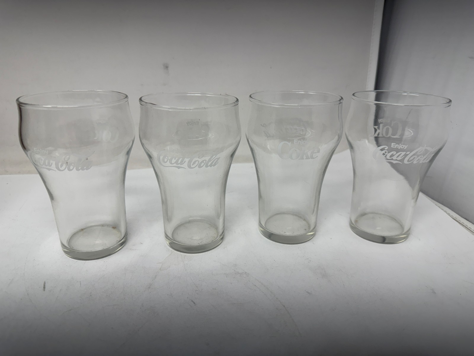 Vintage Clear Enjoy Coca-Cola/Diet Coke Soda Glasses Set Of 4