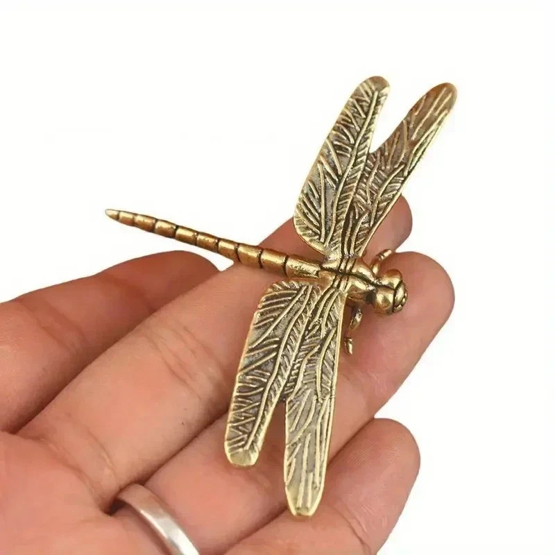 Dragonfly Brass Cooper Figurines Miniatures Tabletops Statues Home Decor 5x7 cm