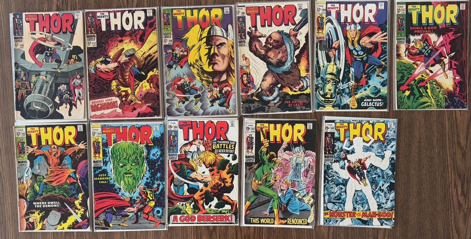 Mighty Thor 156 157 158 159 160 161 163 164 166 167 169 Lot 11 Kirby Galactus