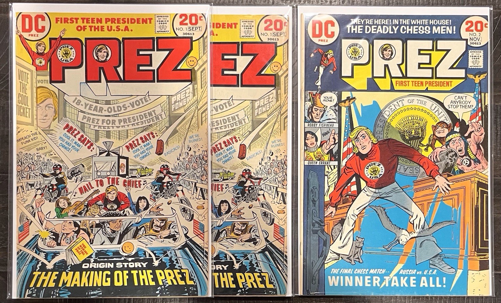 DC Comics Prez #1 (x2) & 2.  First Teenage President  1973.  Lot of 3.