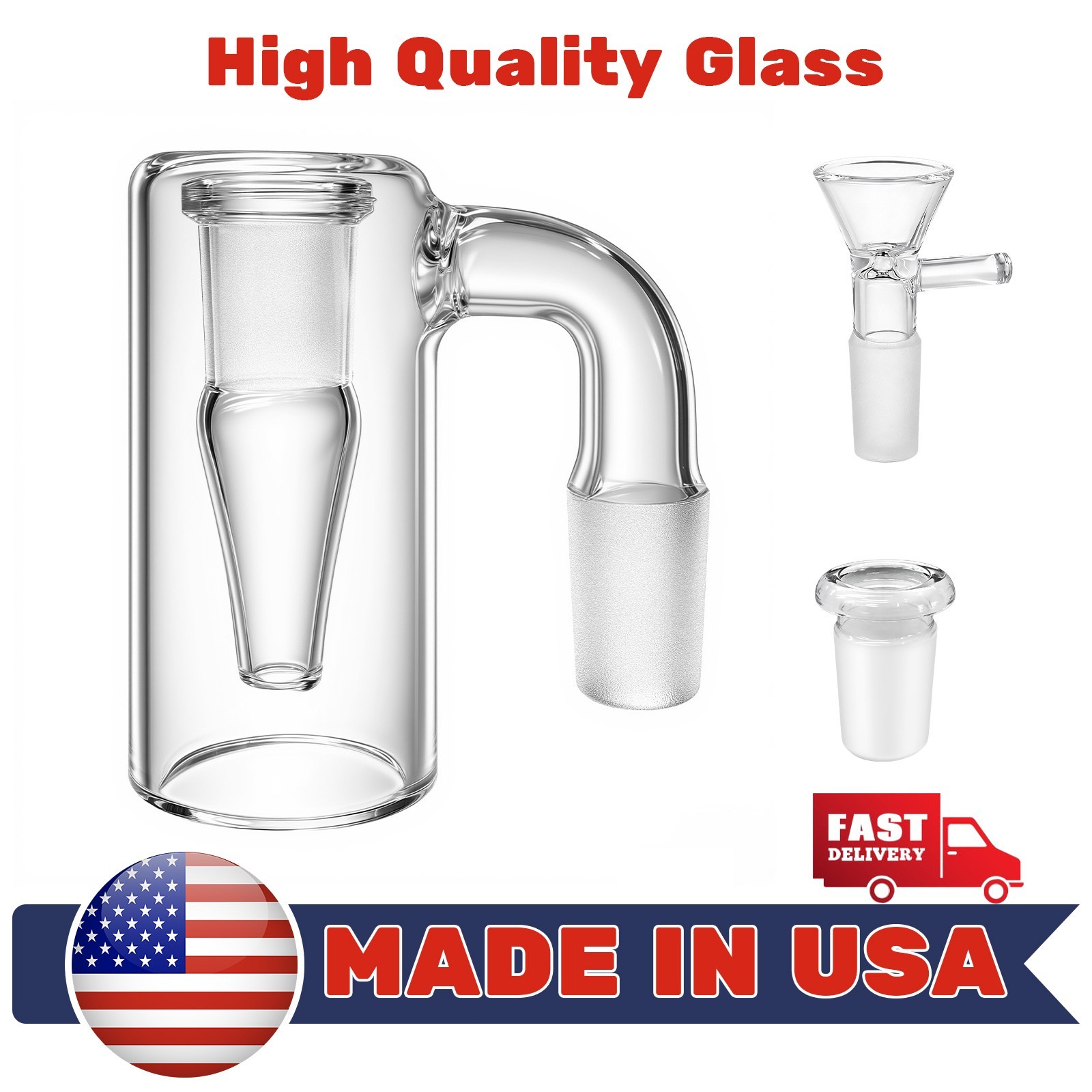 90° Glass Ash Catcher Attachment for Water Pipe Smoking, Set of 4, High Quality