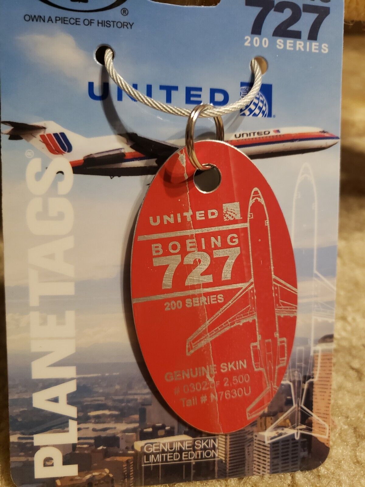 MotoArt Planetags Boeing 727 Solid Washed Red Planetag UNIQUE