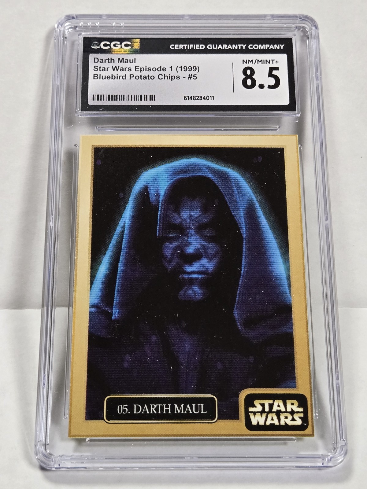 1999 Bluebird Potato Chips Darth Maul 5 Glowback CGC 8.5 RC Ray Park 1999 Bluebird Potato Chips Darth Maul 5 Glowback CGC 8.5 RC Ray Park