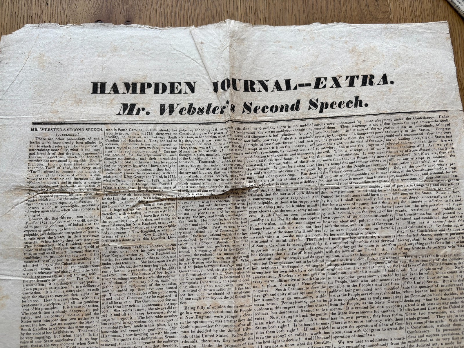 2 papers 1830 HAMPDEN JOURNAL  & ADV Springfield Ma DANIEL WEBSTERS 2ND SPEECH