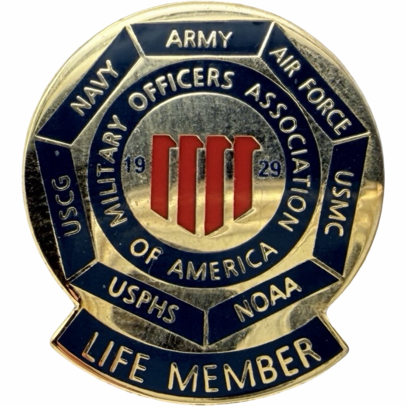 Vintage MOAA Life Member Lapel Pin Military Officers Association Enamel