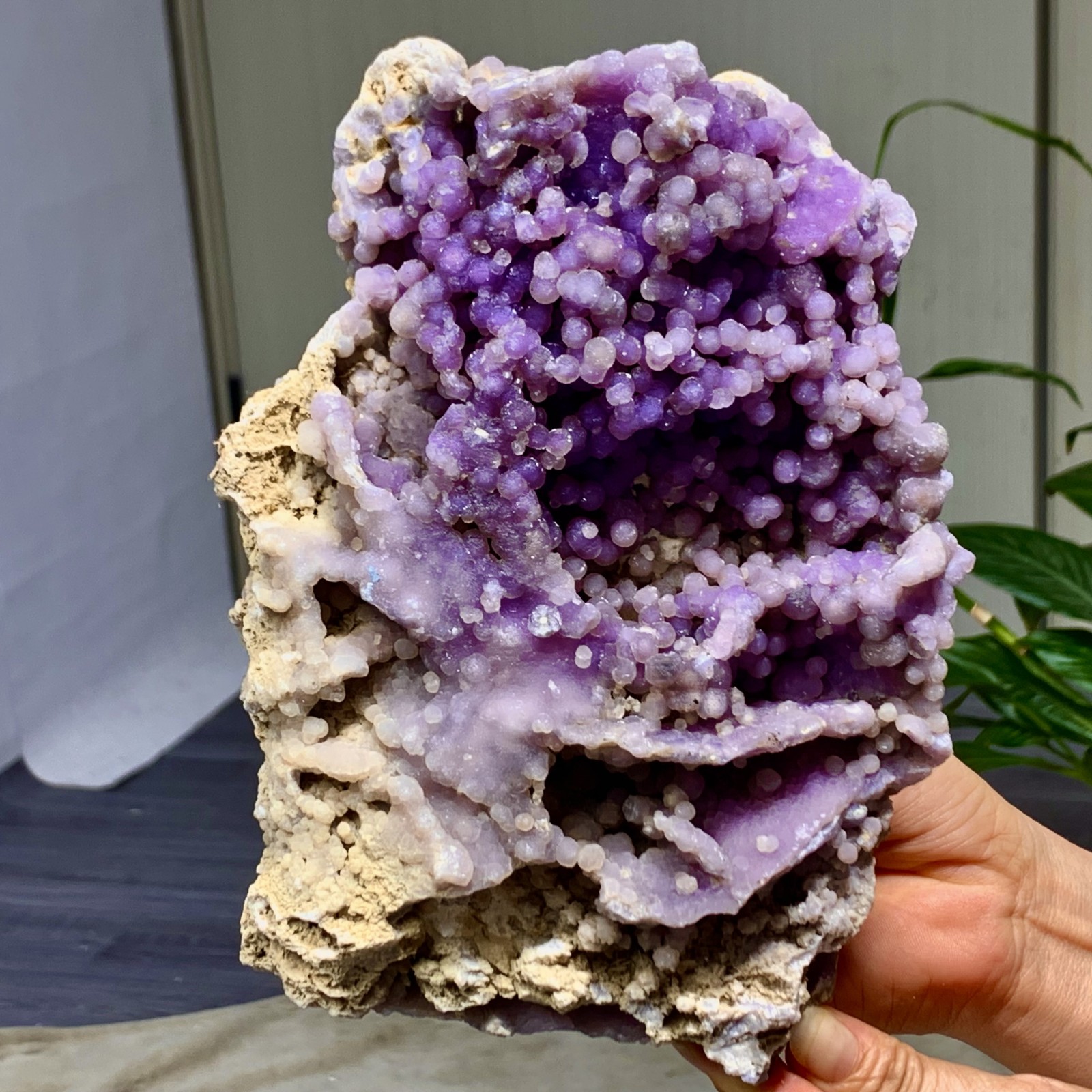 3.85LB Natural purple grape agate quartz crystal granular mineral specime+