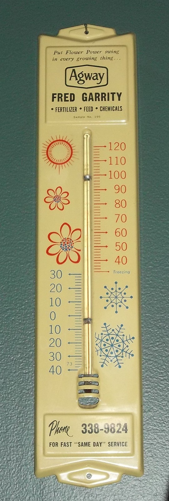 Vtg Metal Agway Flower Power Swing in Growing Thing Thermometer Snowflakes Sun Vtg Metal Agway Flower Power Swing in Growing Thing Thermometer Snowflakes Sun