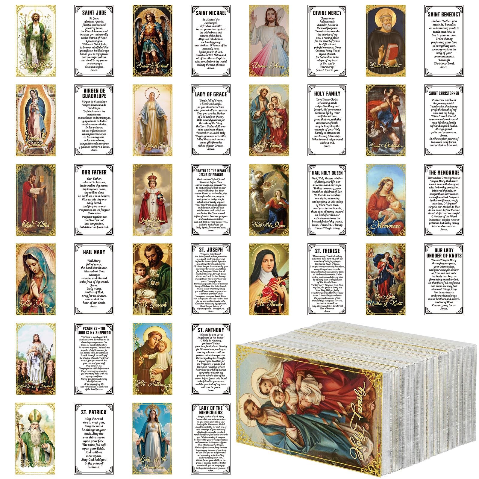 Skyygemm 240 pcs Catholic holy Cards Gifts Bulk with Saints Prayers 20style