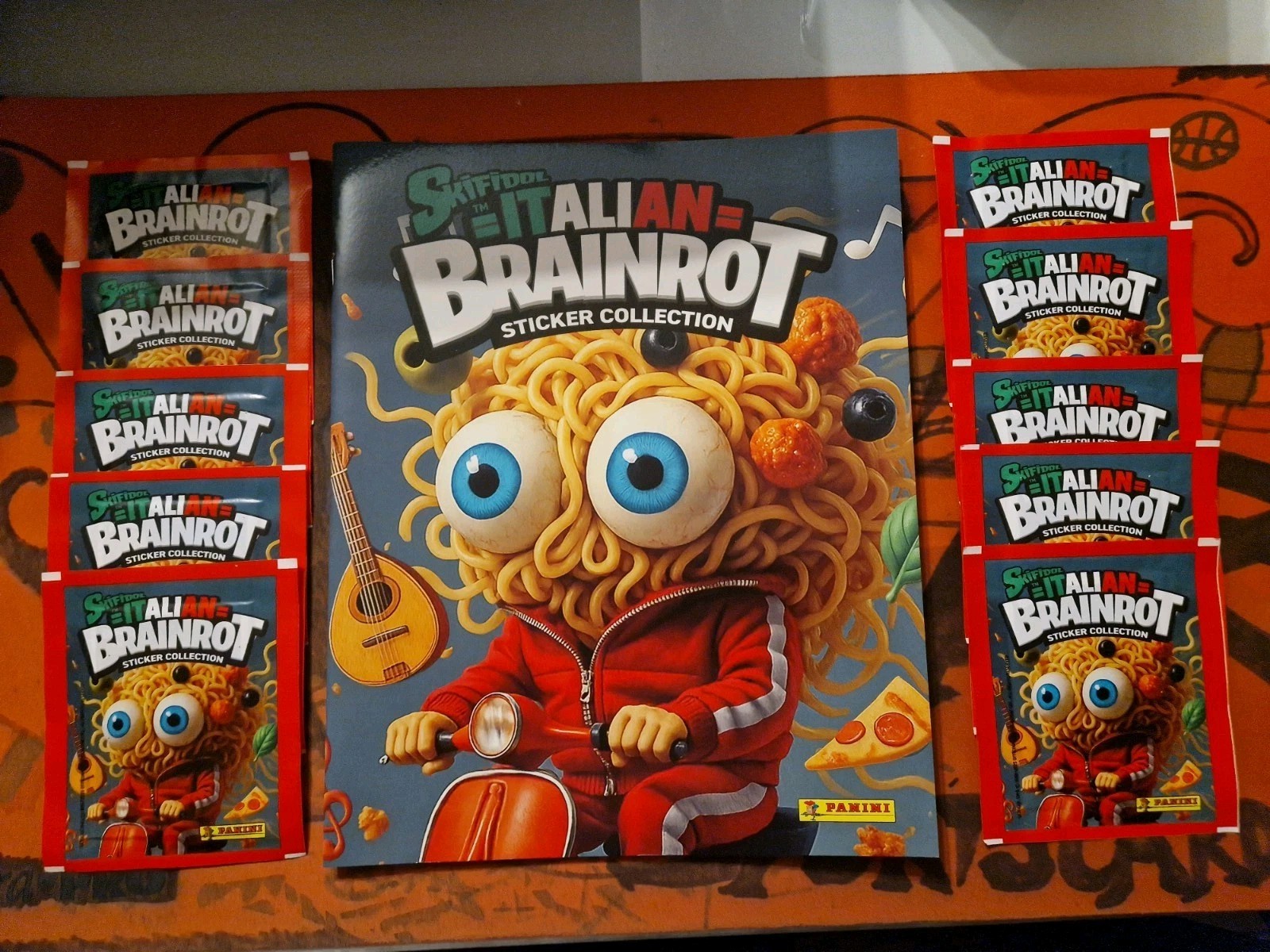 SKIFIDOL ITALIAN BRAINROT 2025 Panini Sticker Collection EMPTY ALBUM + 10 PACKS