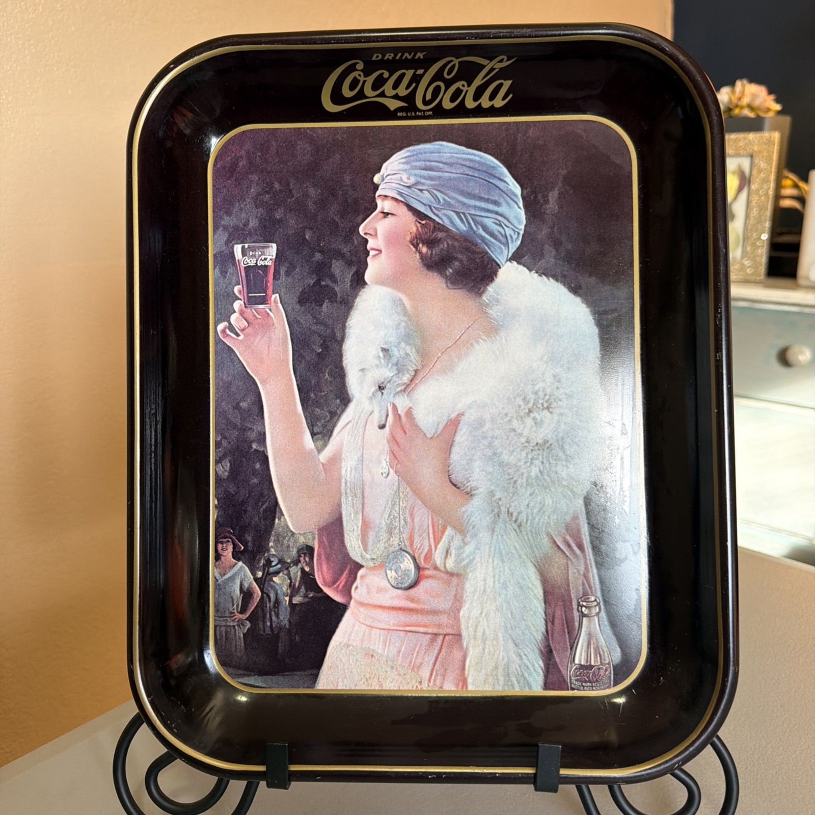 Vintage Drink Coca Cola Coke 1920\'s Flapper Woman Metal Serving Tray 13x10  #1