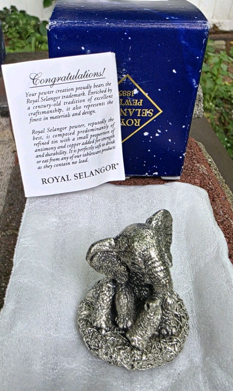 Vintage Royal Selangor Pewter Elephant Figurine Silver-toned Boxed Malaysia 1994