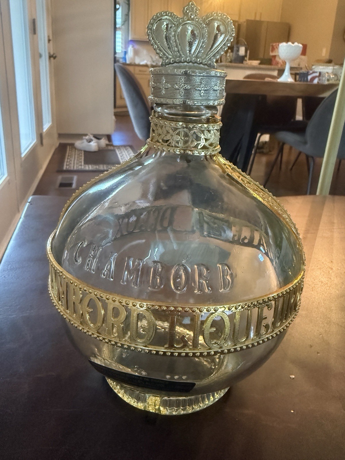 Vintage Chambord Liqueur Royale de France 750ml Crown Bottle Decanter Gold Trim