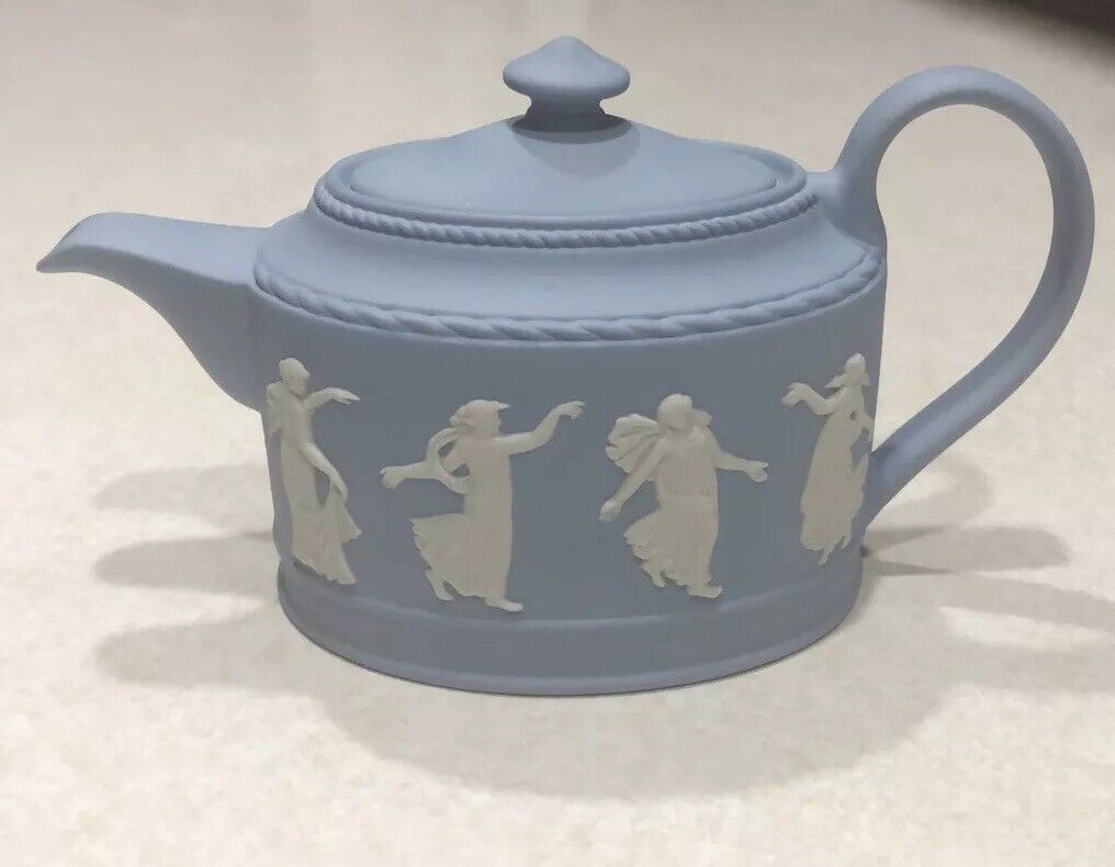 Wedgwood Jasperware Blue Miniature Teapot “Dancing Hours “