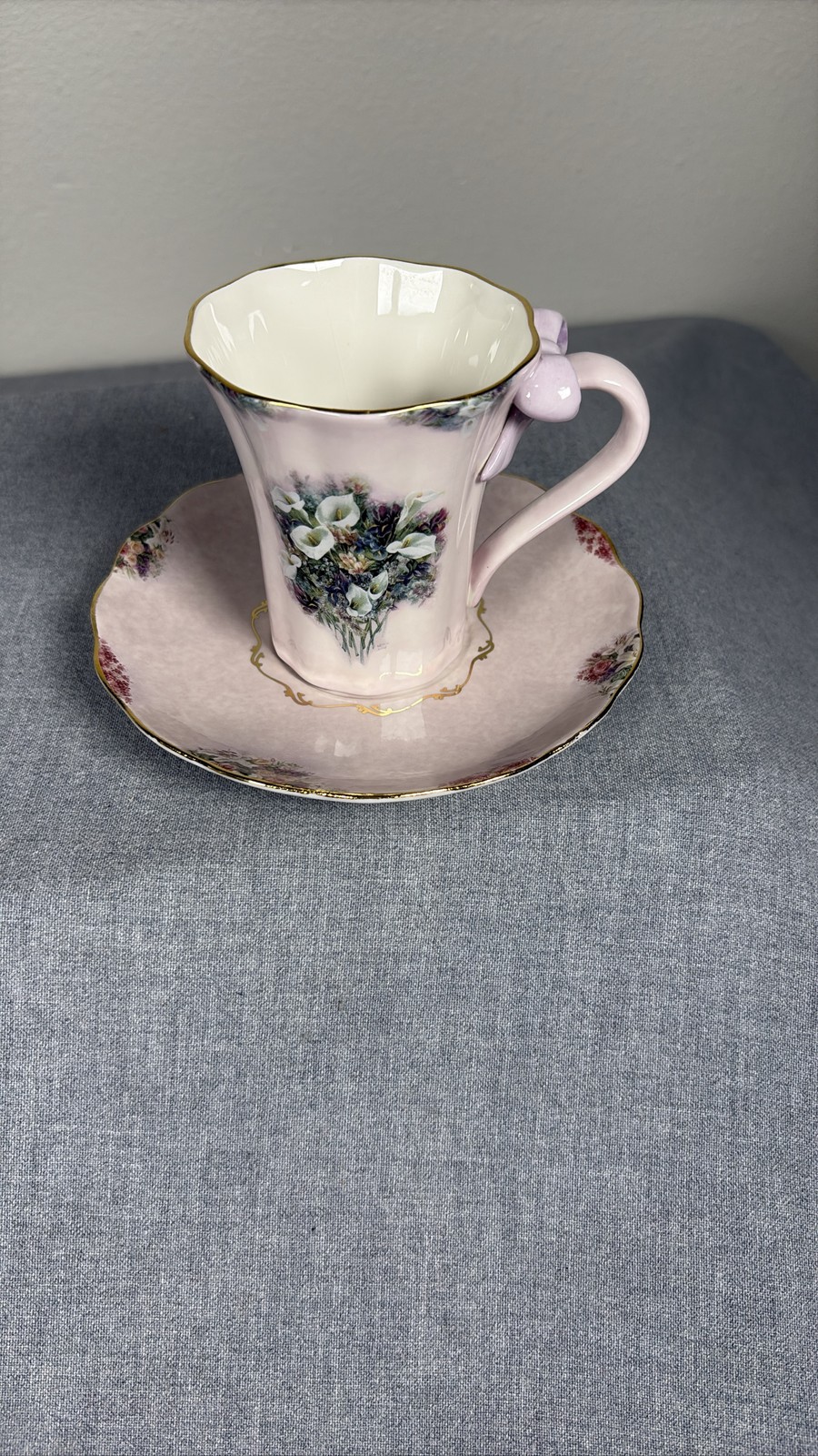 Bradford Editions Lavender Lily Teacup and Saucer Lena Liu Garden