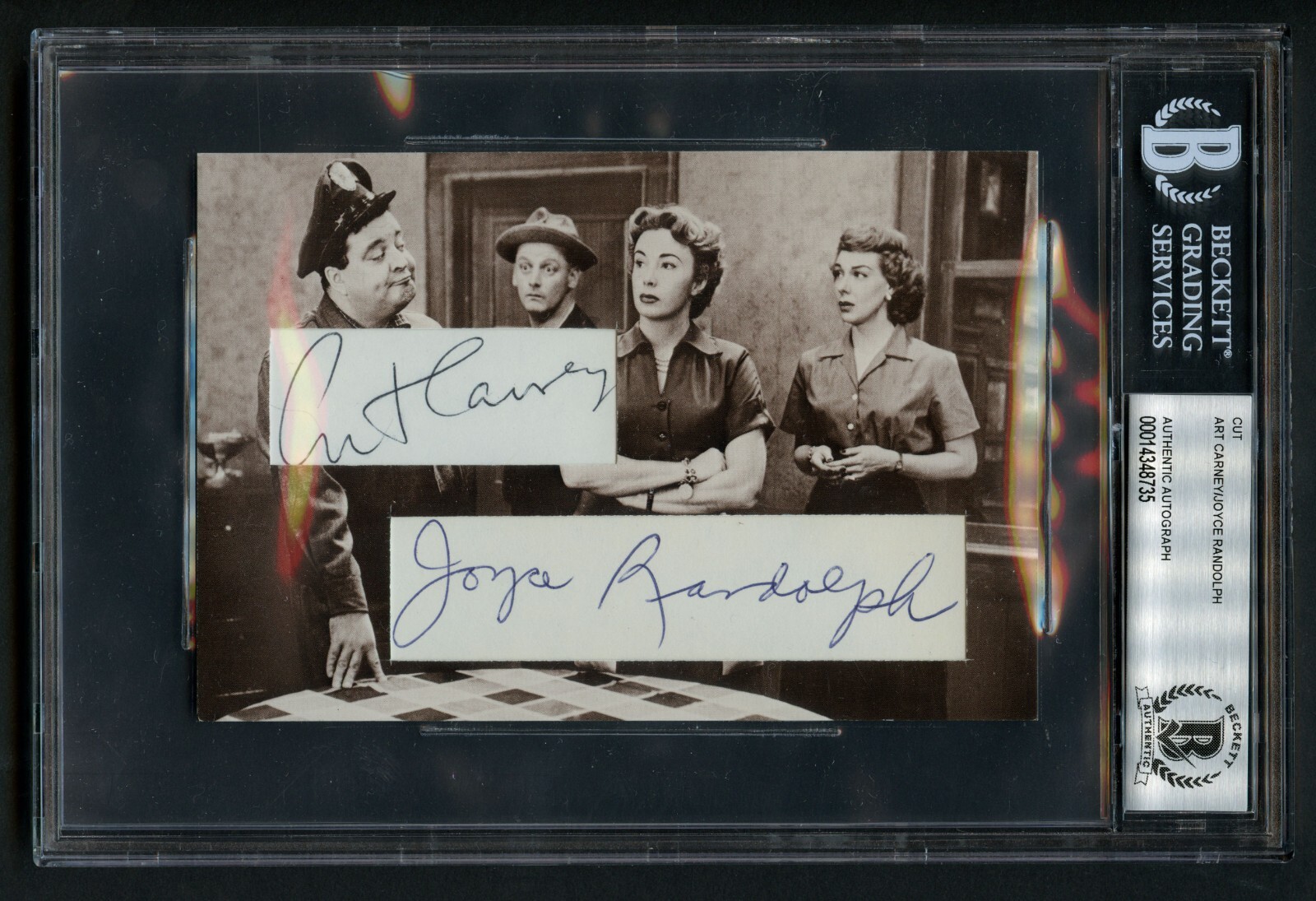 Art Carney & Joyce Randolph 4x6 Custom Cut Card Honeymooners BAS Slabbed