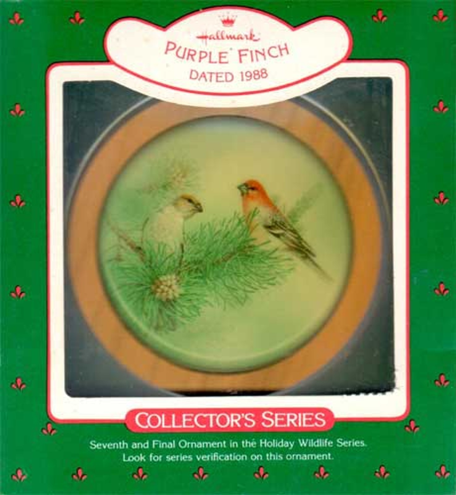 1988 Purple Finch, Holiday Wildlife #7 Hallmark Ornament 1988 Purple Finch, Holiday Wildlife #7 Hallmark Ornament