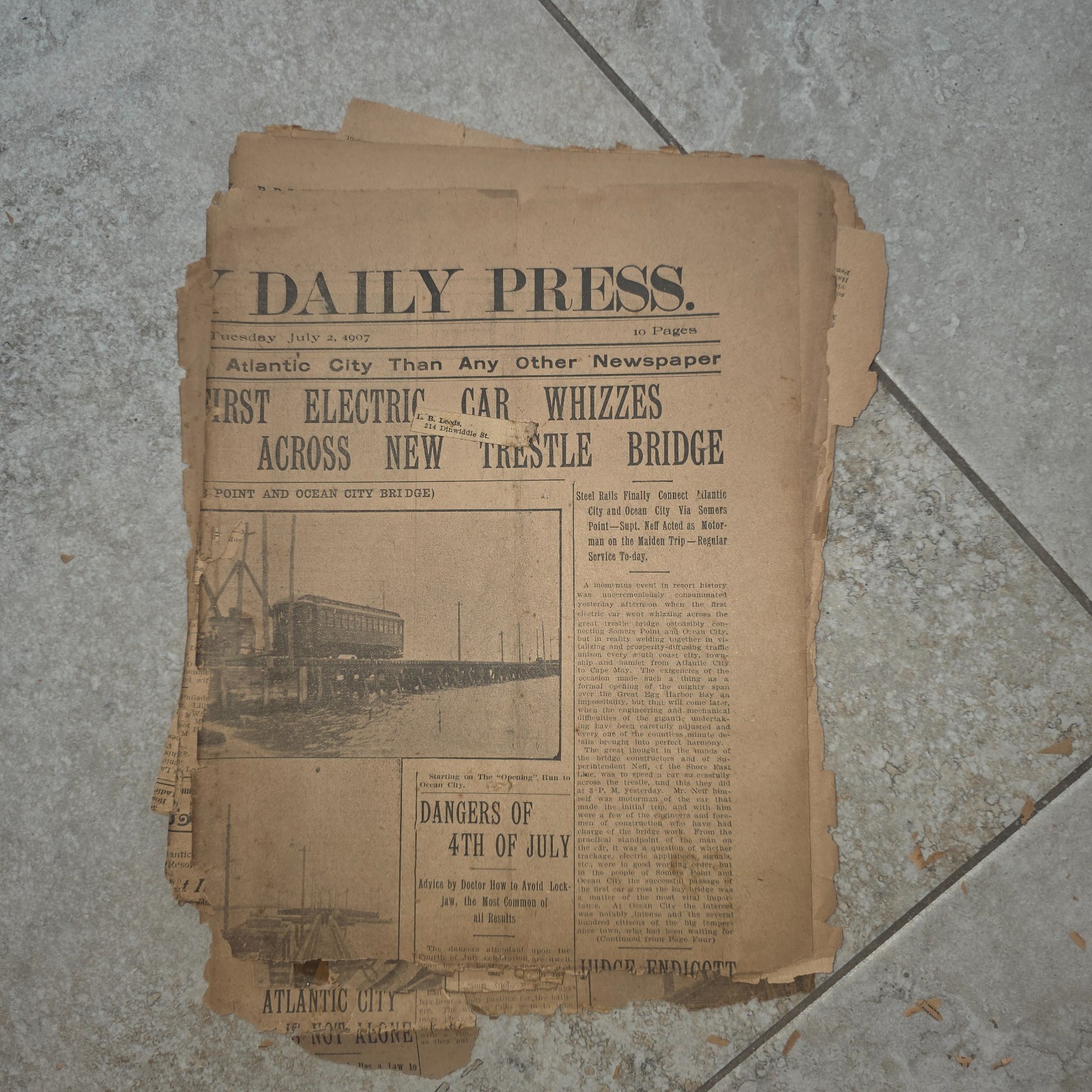 Historic Newspaper Atlantic City Daily Press - 