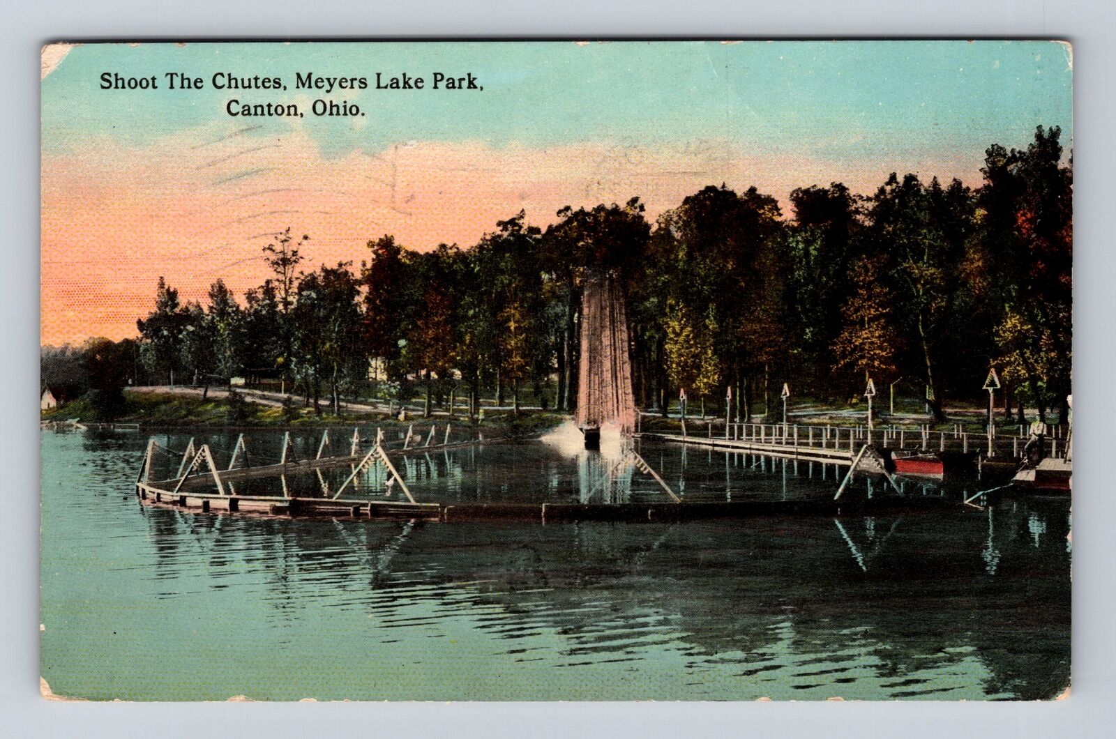 Canton OH-Ohio, Shoot The Chutes, Meyers Lake Park, Vintage c1912 Postcard