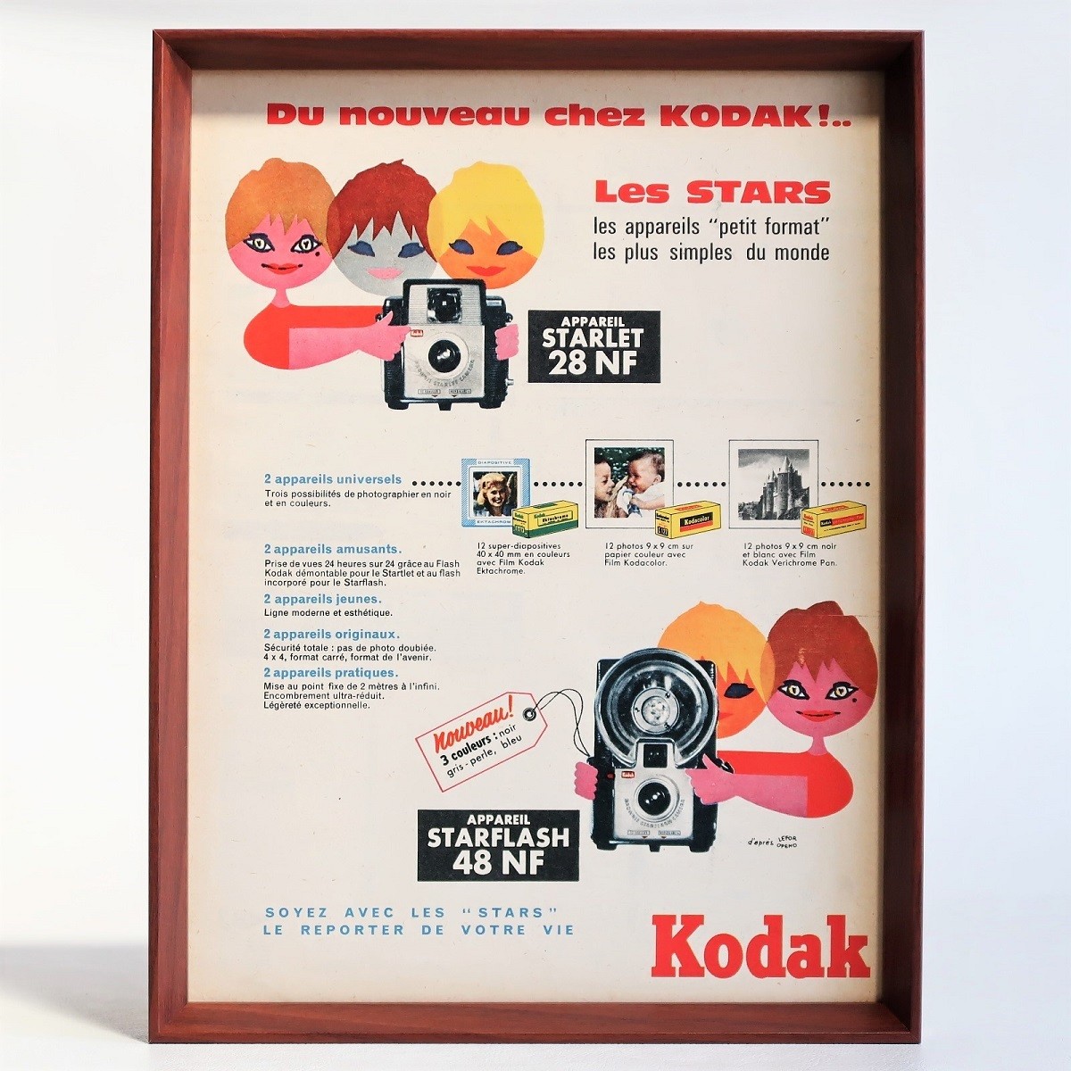 1960 Kodak Vintage Advertisement Framed Item Lefor Openo Camera Film French Post
