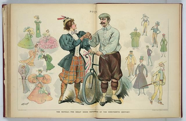 Photo:New York NY 1895 Bicycle Dress Reformers Bloomers Knickers Handshake