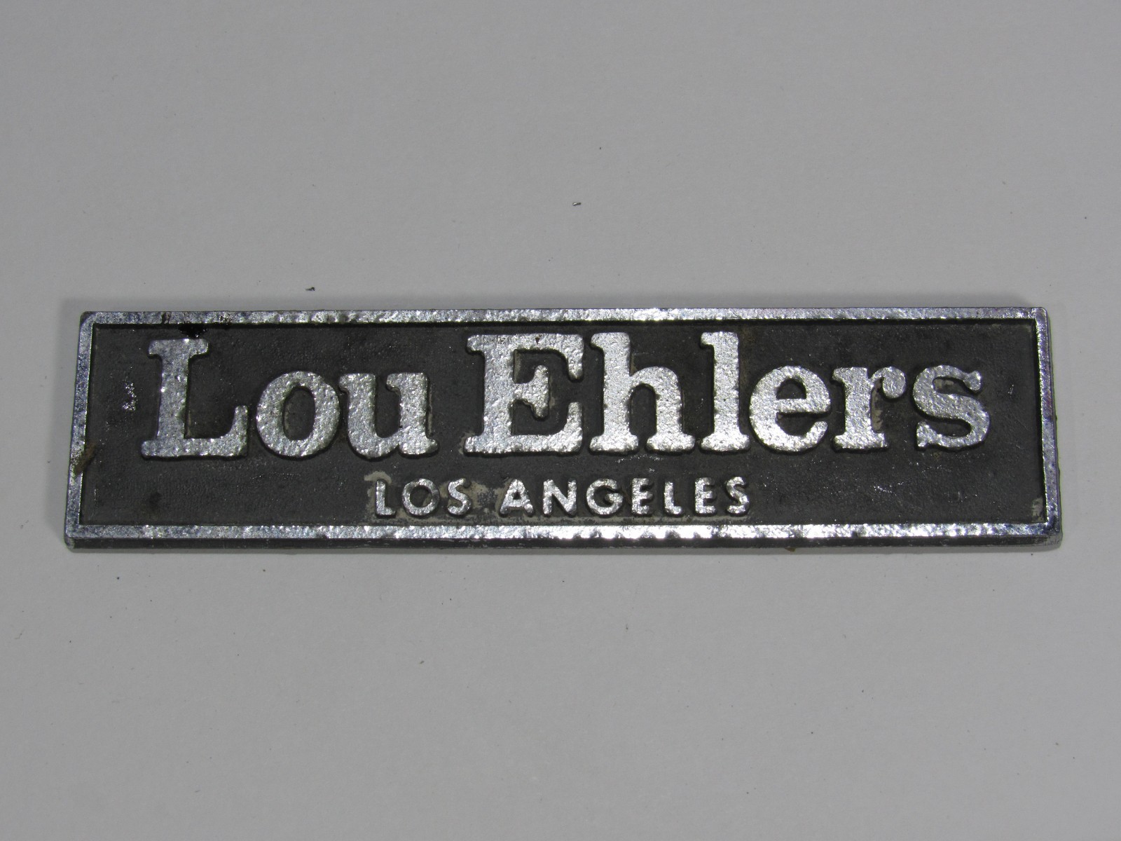 VTG Lou Ehlers Cadillac Los Angeles California Metal Dealership Badge Emblem Tag