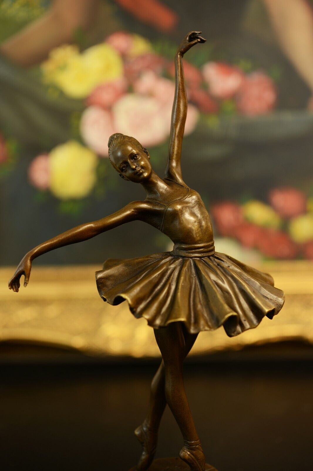 signed: Milo, Bronze statue little ballerina girl Dancer Bronze sculpture 