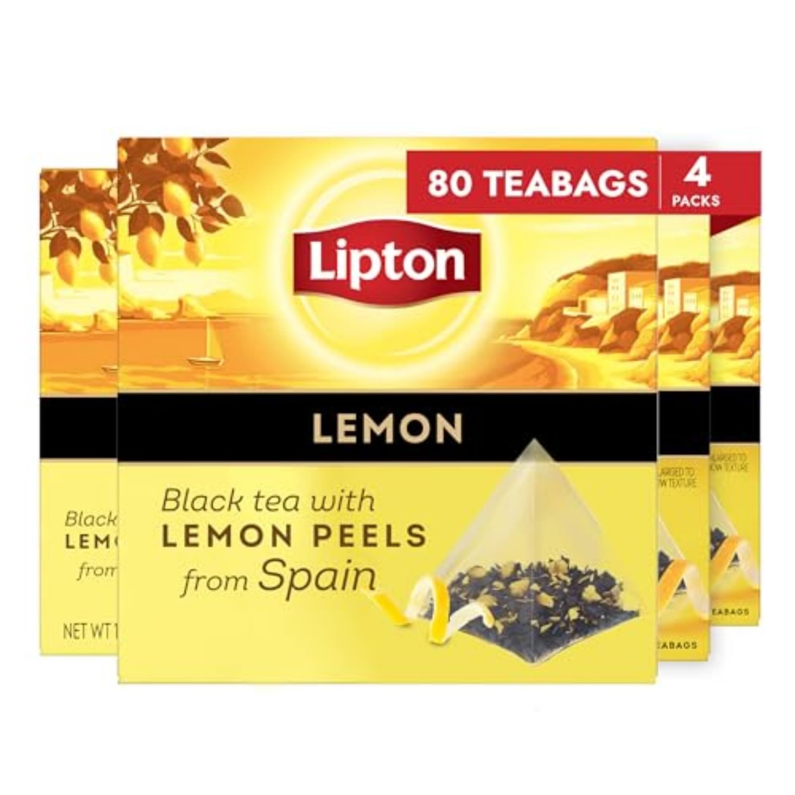 Lipton Black Tea Lemon, Pyramid Bags, Flavored Teabags for a 80 Bags Lipton Black Tea Lemon, Pyramid Bags, Flavored Teabags for a 80 Bags