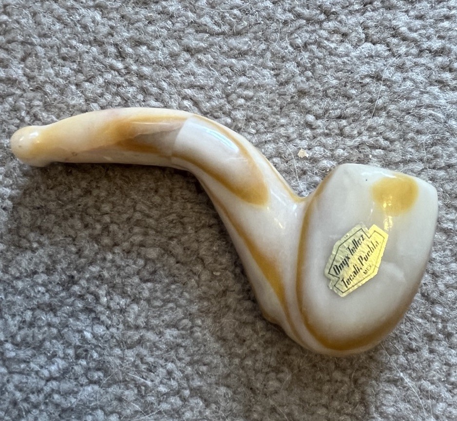 Vintage 70s Onyx Tellez Tobacco Pipe Tecali Puebla Mexico 