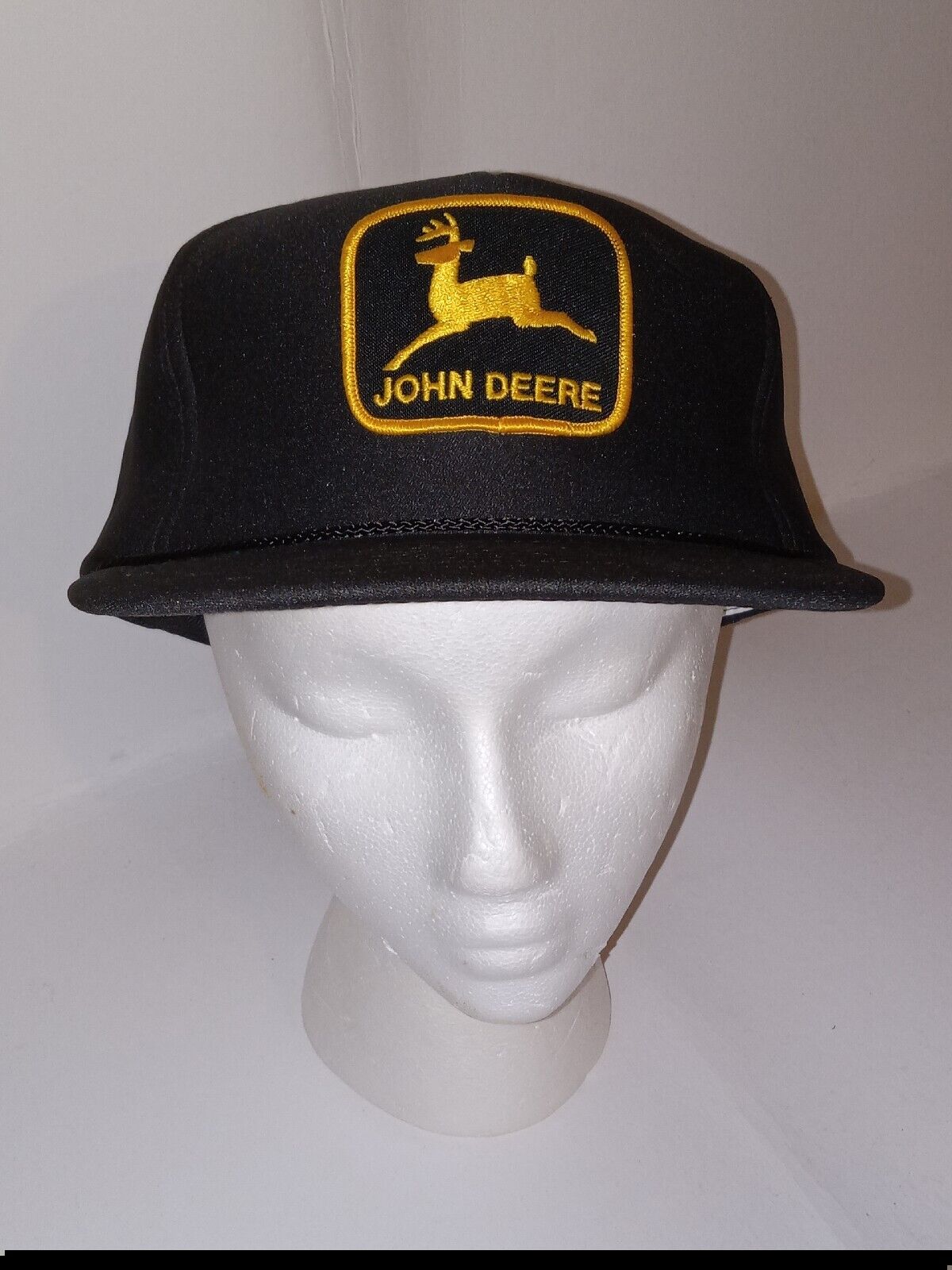 Vintage Black JOHN DEERE Hat Snapback Full Ins. NISSUN NOS Phil