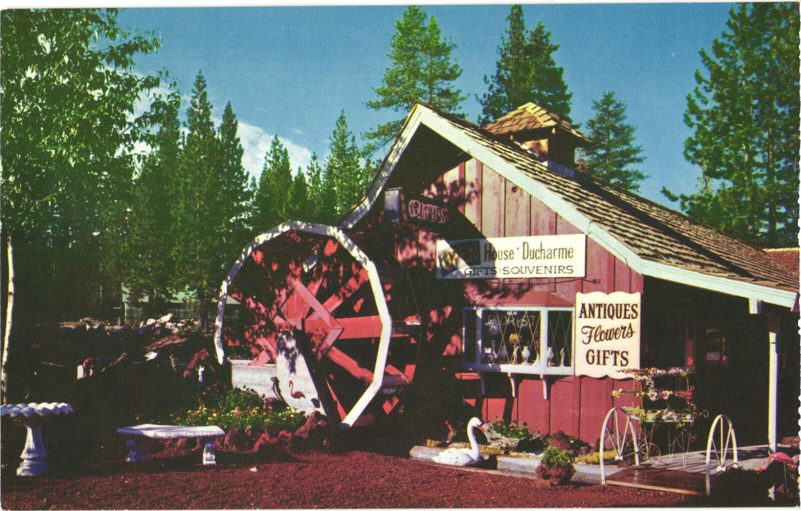 Tahoe City CA House of Ducharme Gift Shop Water Wheel Chrome Postcard Unused Tahoe City CA House of Ducharme Gift Shop Water Wheel Chrome Postcard Unused