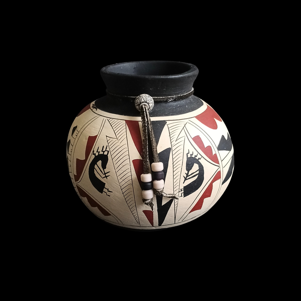 Vintage Kokopelli Pictorial Round Vase With Sign By The Artist Certificate