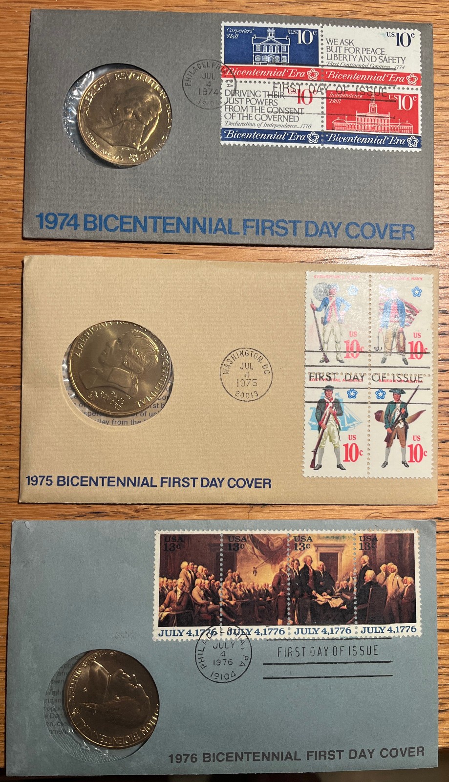 1974, 1975 and 1976 bicentennial first day covers
