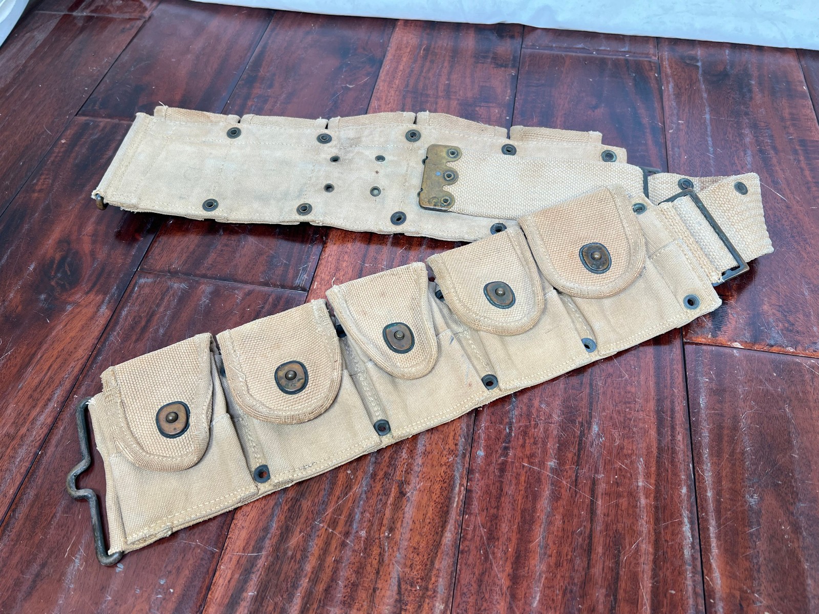 Vintage Original WWII? US ARMY 10 Pocket Ammo Belt Cartridge Belt Field Gear