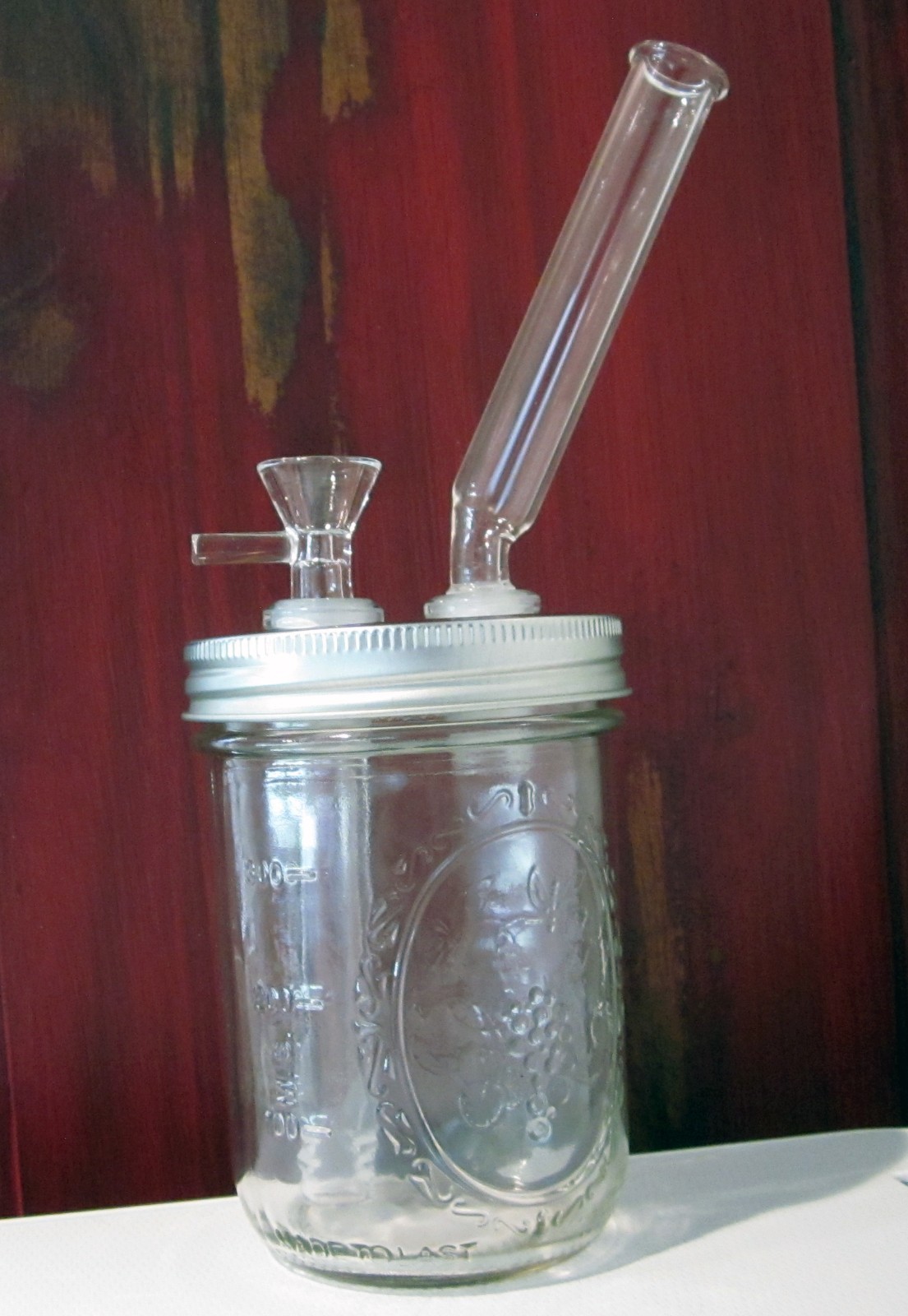 Hillbilly Bong.  16 oz. Jar, Wide Mouth lid and Seal, 5.5 inch Mouth Piece