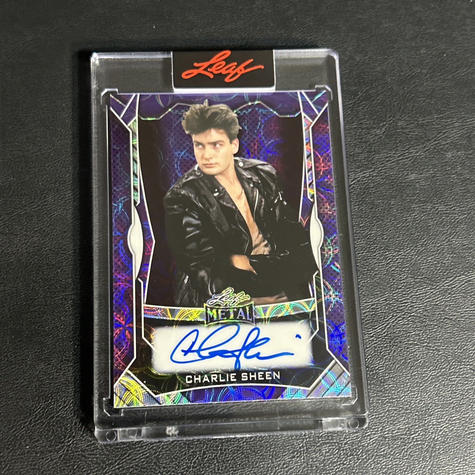 2025 Leaf Metal Authentics Charlie Sheen Purple Auto 1/2 Ferris Bueller 