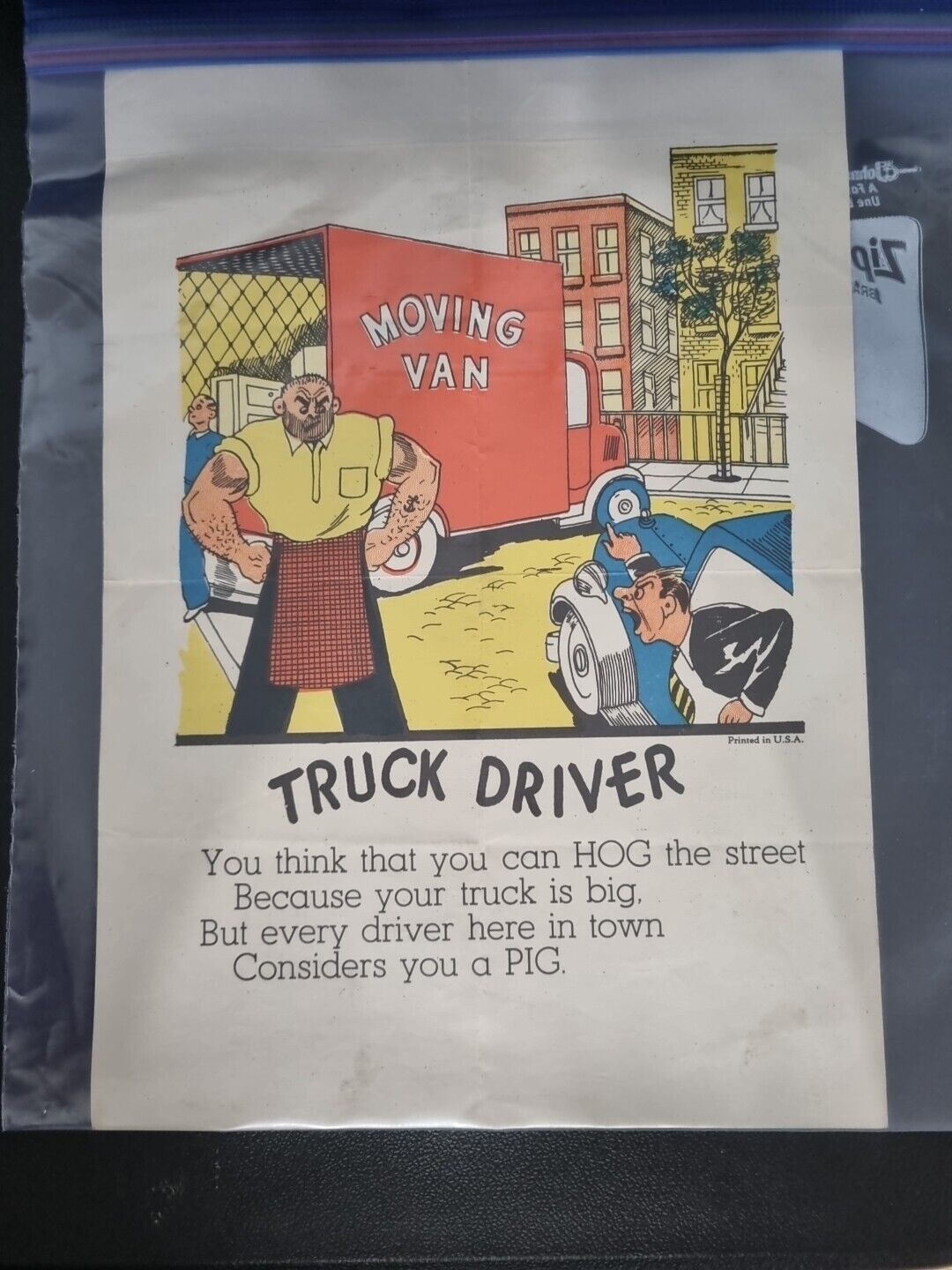 Vintage 1930s 'Truck Driver' Humor Print - Retro Traffic Art Poster - Made in...