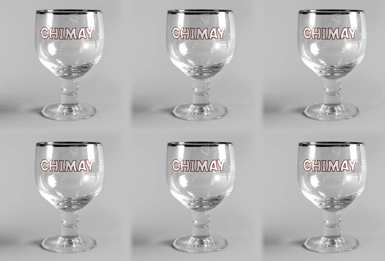 Chimay Silver Tone Rim Trappist Chalice Hainaut Belgium Beer Glass 50cl 6-Pack