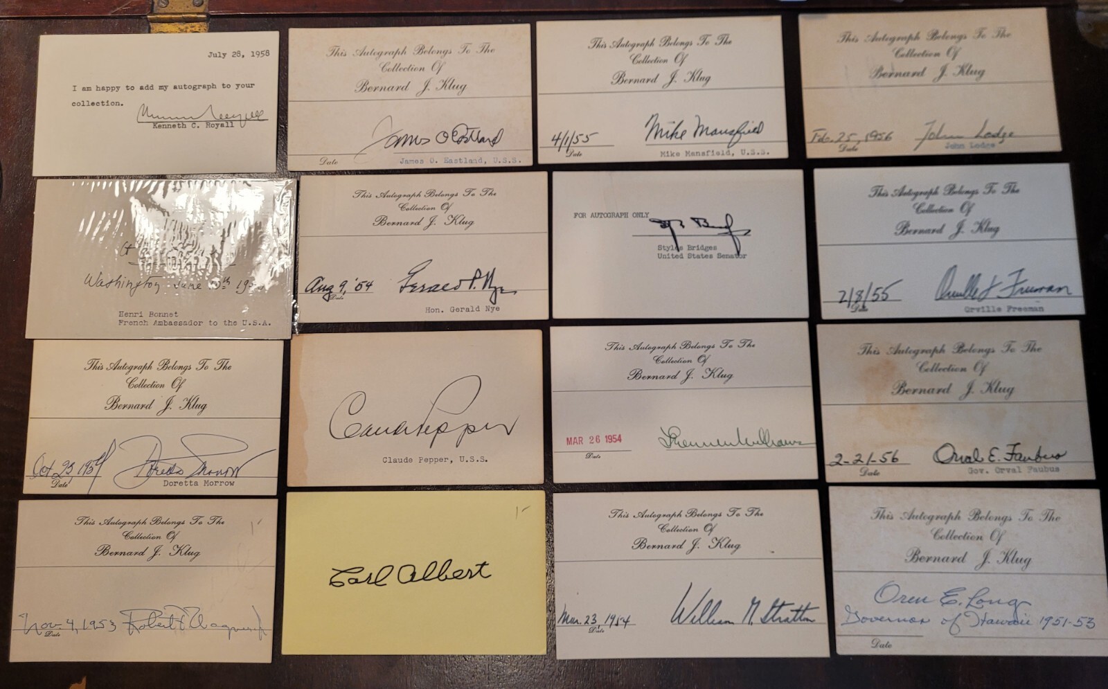 1950s Political Autograph Collection (16 cards)