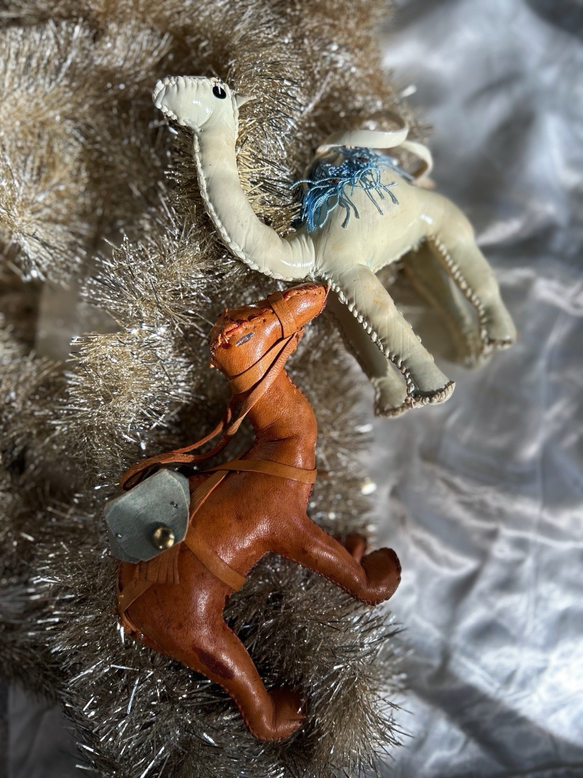 Vintage Leather Camel Eqyptian Tourist Novelty Pair Of Two Biblical Xmas