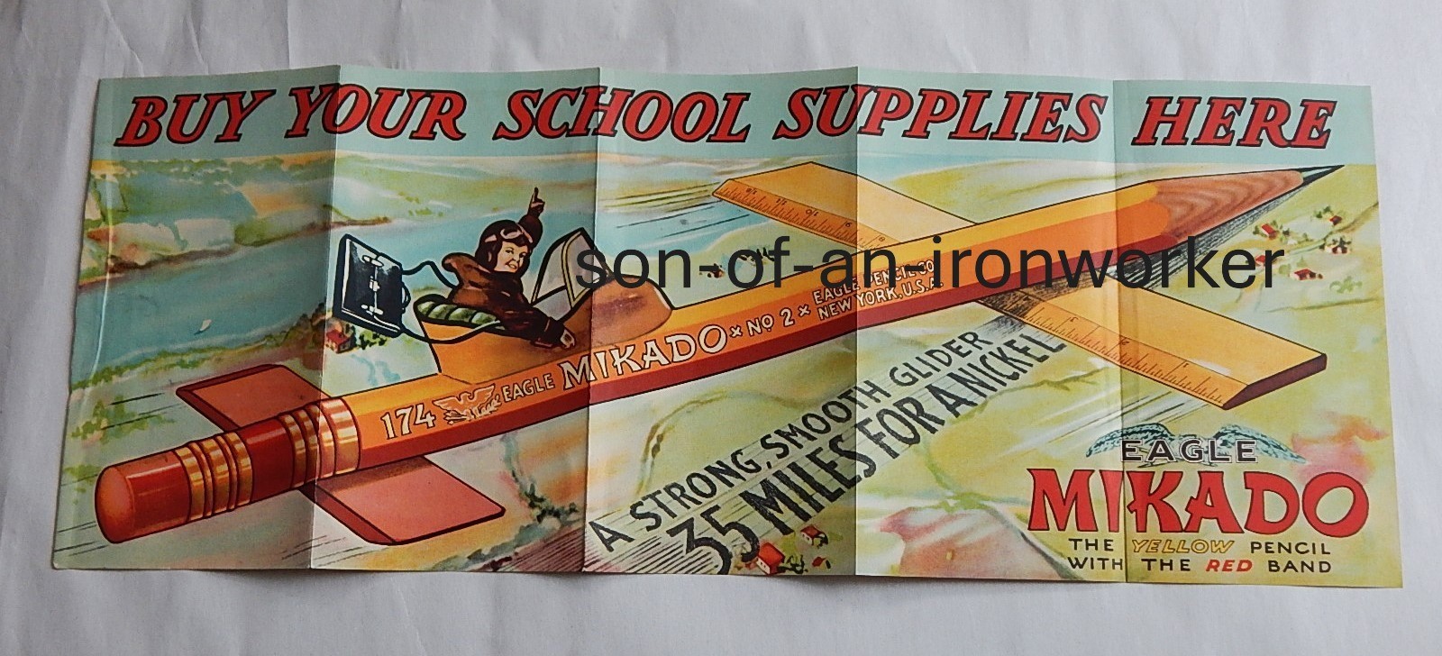 vintage original 1920s - 1930s  Eagle Mikado Pencils advertising poster set of 2