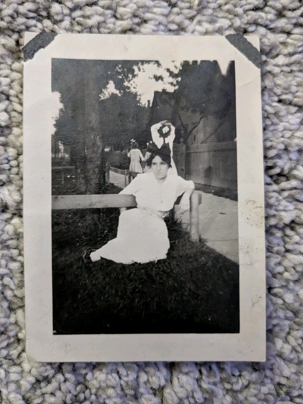 Vintage Early 1920s Woman Sitting In The Grass Photograph